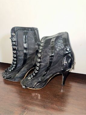 Black Lace-up Burju Dance Heels, size 6 with 3.5” heel